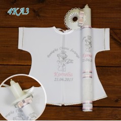 Szatka-koszulka i świeca do Chrztu Świętego, model 4KA3
